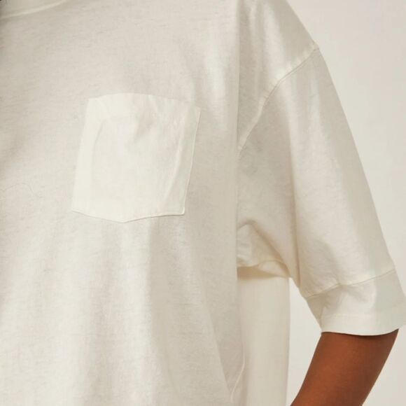 Free People We the Free 5140 Alissa Tee Shirt in Ivory Large NWT $58 - Picture 5 of 9